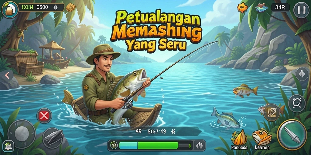 Tampilan gameplay 34R dengan pengalaman memancing yang mendalam.
