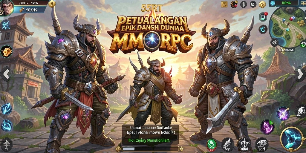 Screenshot gameplay 55RT menunjukkan aksi seru di dunia MMORPG.