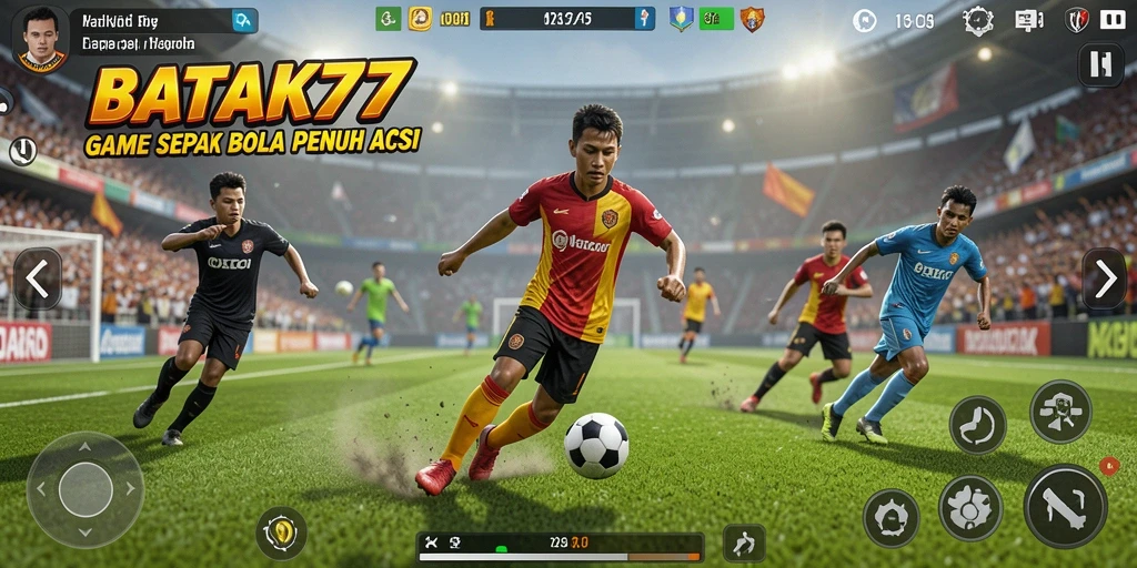 Tampilan gameplay BATIK77 yang menampilkan aksi sepak bola seru.