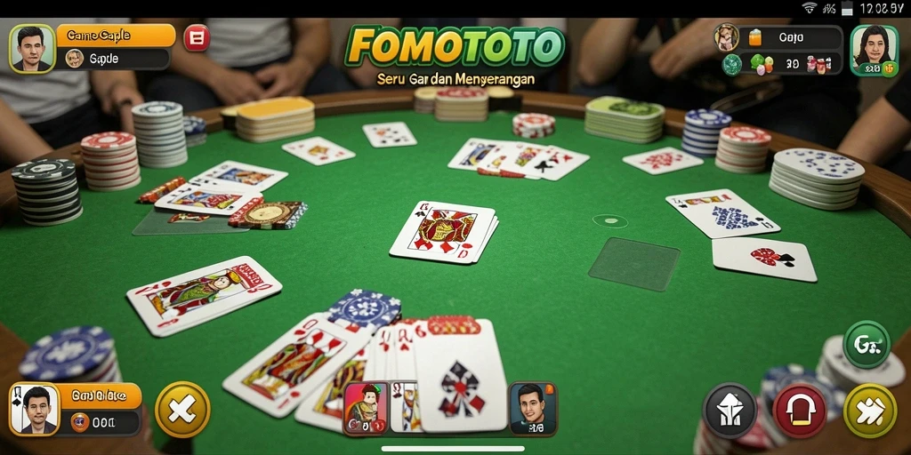 Tangkapan layar FOMOTOTO menampilkan gameplay Gaple yang menegangkan.