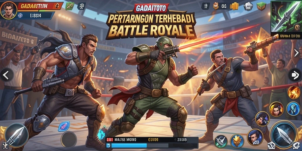 Tampilan aksi seru dalam game Battle Royale GADAITOTO.