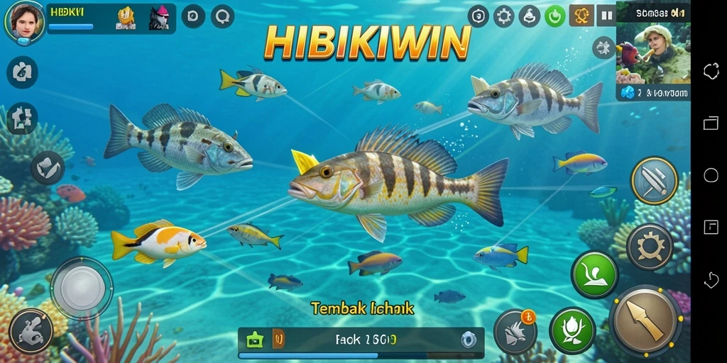 Tampilan seru dari gameplay Tembak Ikan HIBIKIWIN.