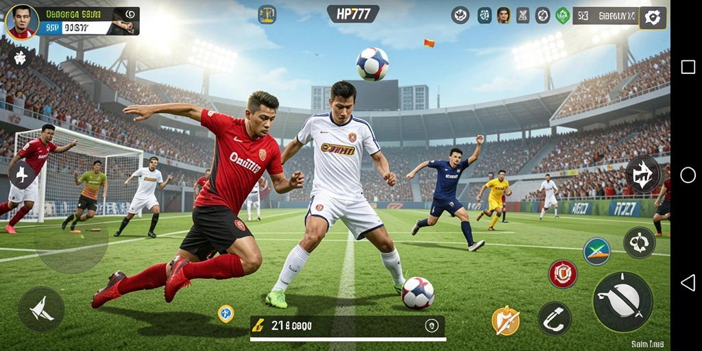 Screenshot menampilkan aksi mendebarkan dalam gameplay olahraga.