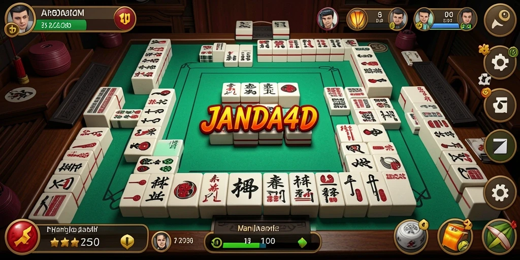 Screenshot gameplay JANDA4D menampilkan suasana permainan Mahjong yang menarik.