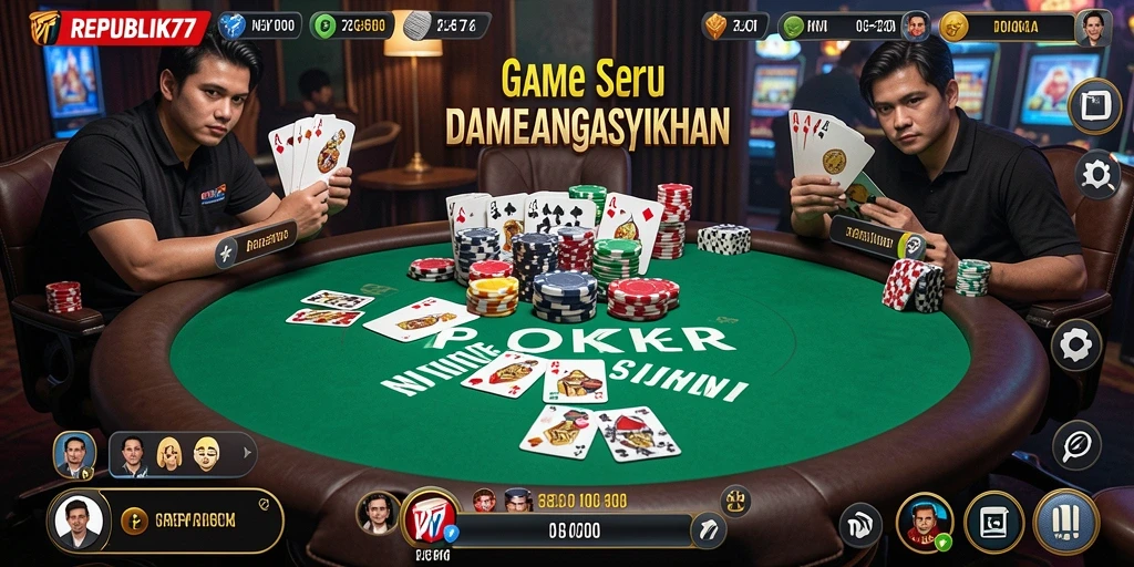 Tampilan menarik gameplay Poker di REPUBLIK77.