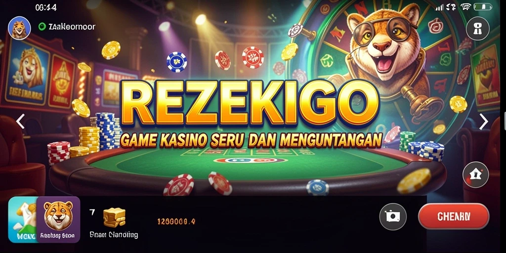 Tampilan gameplay seru di REZEKIGO dengan pilihan permainan Kasino.